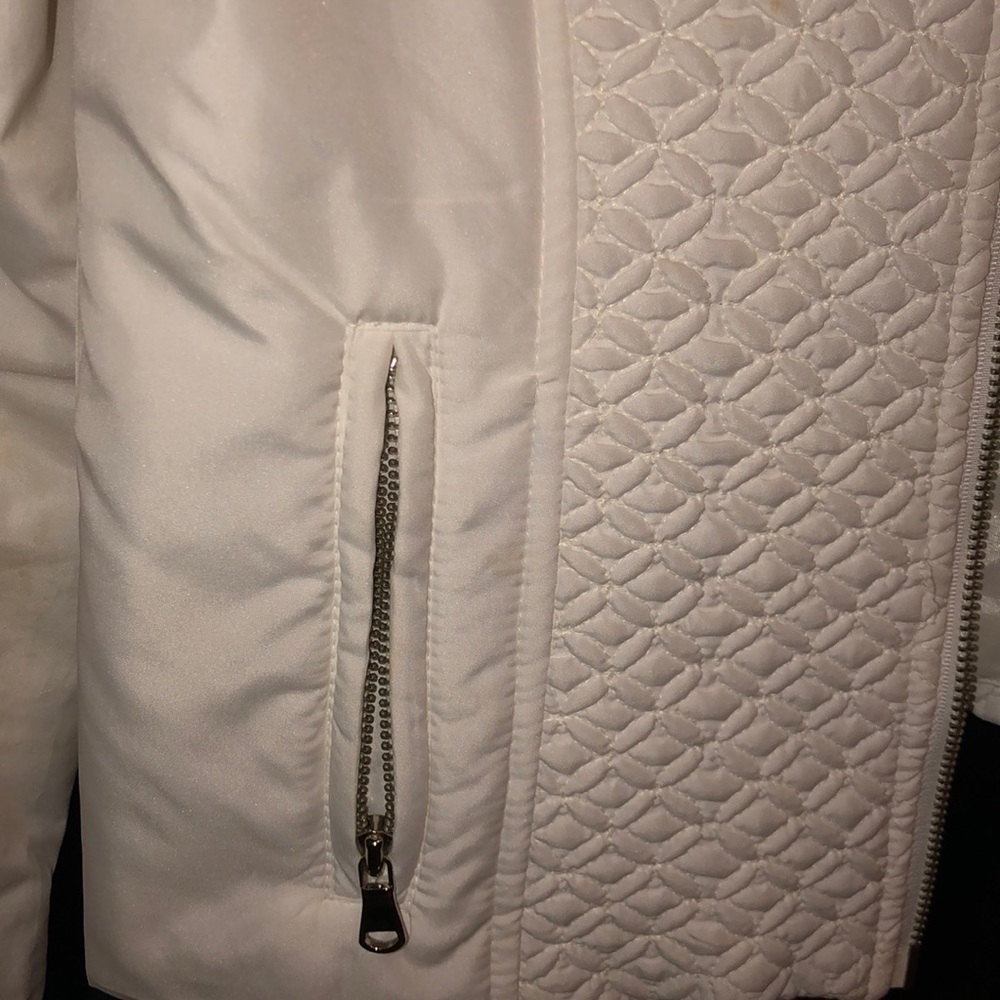 Cache White Quilted Jacket Size Small - image 3
